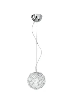 Sospensione Sferica Fili Alluminio Cristalli Intrecciati Lampadario Moderno E27 Economico
