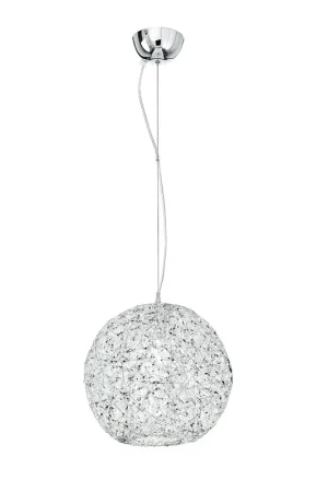 Occasione Lampadario Sospensione Sferico Intreccio Fili Alluminio Cristalli Interno Moderno E27