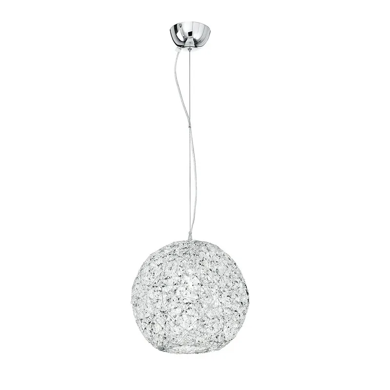 Occasione Lampadario Sospensione Sferico Intreccio Fili Alluminio Cristalli Interno Moderno E27
