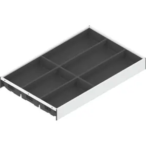 Portaposate BLUM modello AMBIA-LINE per cassetto legrabox, plastica/acciaio, 6 scomparti portaposate, LN 500 mm, larghezza 300 mm bianco seta opaco/grigio orione opaco Ultimissimo Modello