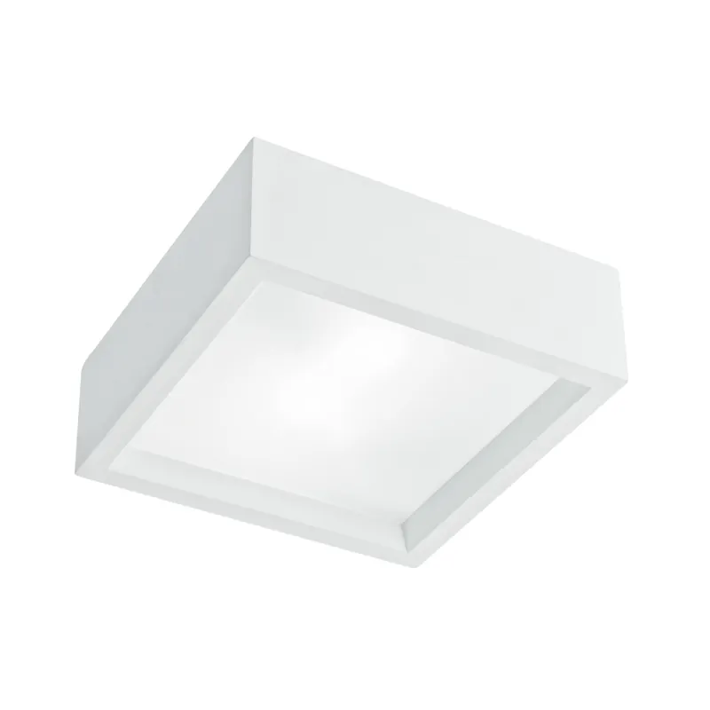 Soffitto Ribassato Plafoniera Quadrata Gesso Vernicibile diffusore Vetro E27 Acquista Ora