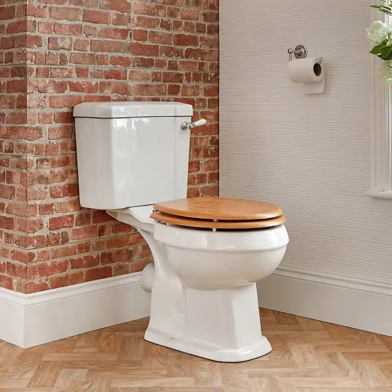 Sanitario in Stile Classico con Cassetta di Scarico e Sedile Color Rovere - Richmond Subito Disponibile