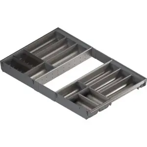 Set vaschette BLUM modello ORGA-LINE per cassetto tandembox, LN 500 mm, inox spazzolato/grigio polvere Novità