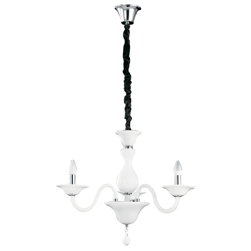 Compra Online Lampadario Pasta di Vetro Bianco Finiture Cromo Interno Classico E14