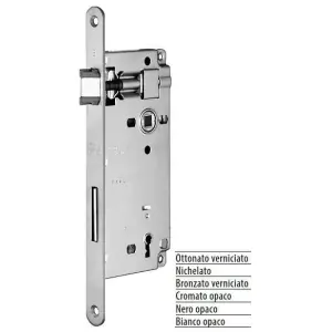 Serratura AGB modello PATENT GRANDE 590 con chiave entrata 25mm frontale 22x238mm bordo tondo per porta in acciaio finitura ottonato verniciato Promo Stagionale