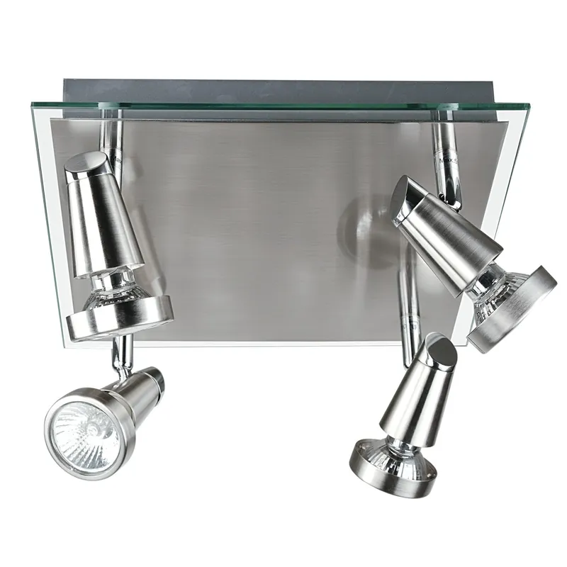 Plafoniera moderna a quatrro luci cromata 42 watt 2800 kelvin GU10 Promozione