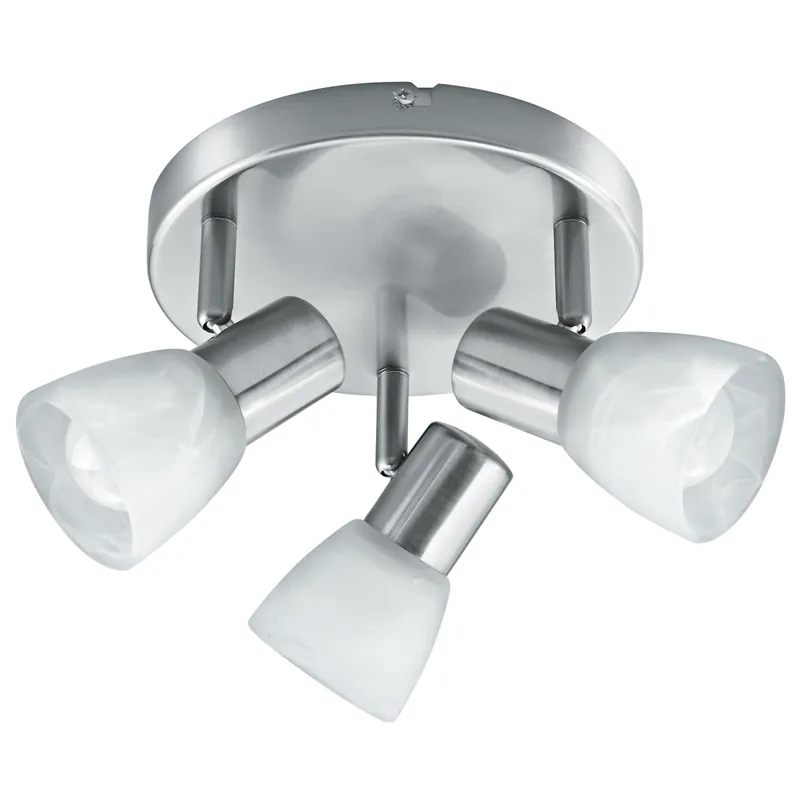 Occasione Plafoniera dalla forma tonda a tre luci di colore nickel 40 watt E14