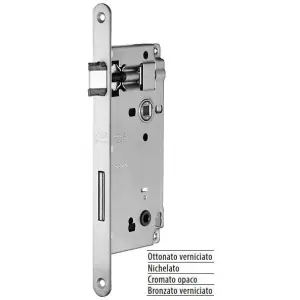Nuovo Arrivo Serratura AGB modello PATENT GRANDE 590 con quadro bagno 50mm frontale 22x238mm bordo tondo per porta in acciaio finitura bronzato verniciato