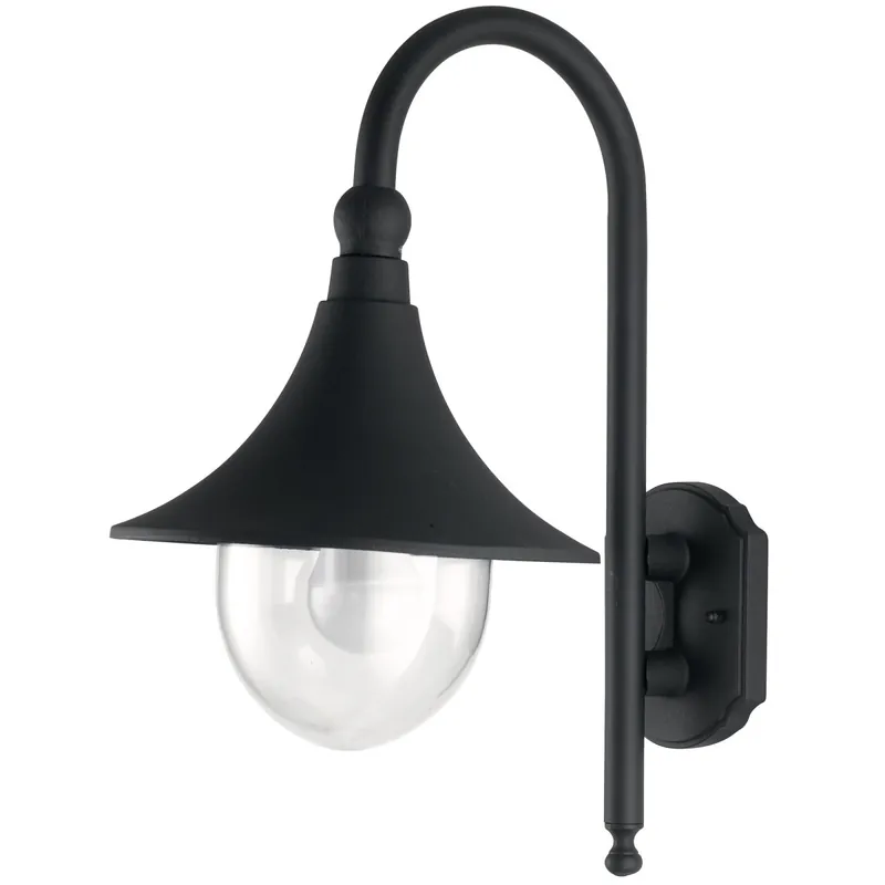 Applique da parete per esterno 60W E27 nera Dublin Di Tendenza