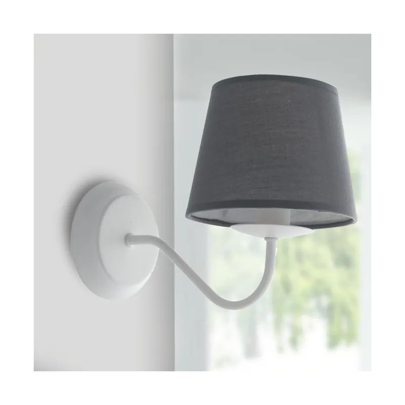 Lampada da Parete E14 In tessuto grigio e metallo bianco Adatta per camere e soggiorni Must-Have