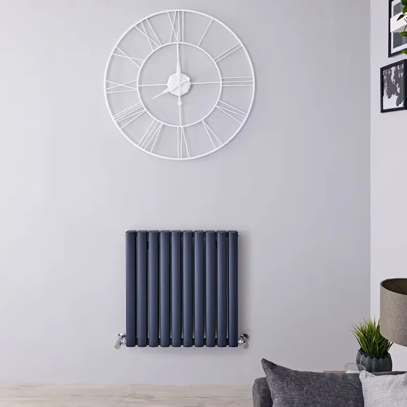 Radiatore di Design Orizzontale Moderno - Pannello Doppio - Antracite - 600mm x 590mm - Revive Air Pagamento Sicuro