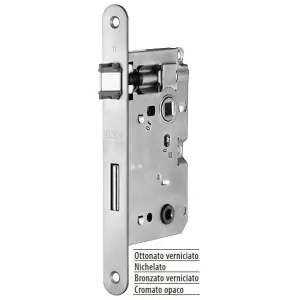 Serratura AGB modello PATENT PICCOLA con quadro bagno entrata 50mm frontale 20x188mm bordo tondo per porta in acciaio finitura bronzato verniciato Occasione