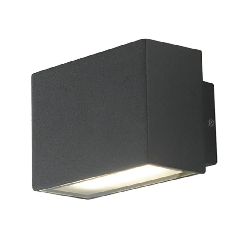 Professionale Applique da parete per esterno 2x3w a led a doppia emissione nera Nabira