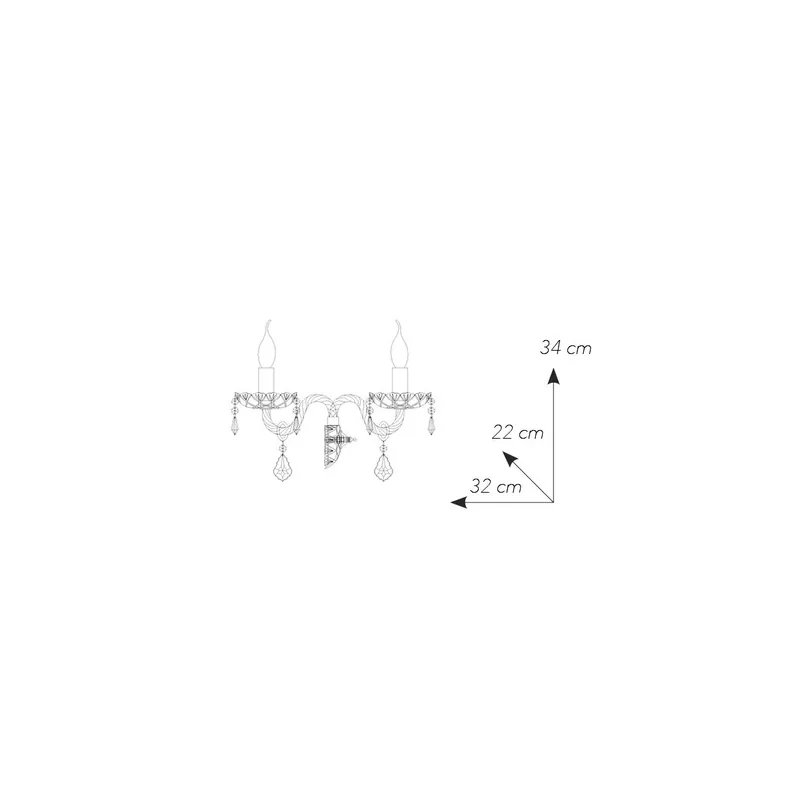 Compra Online Applique Classica In vetro e cristallo Finiture cromo Lampada da parete Adatta per camere e saloni 2XE14