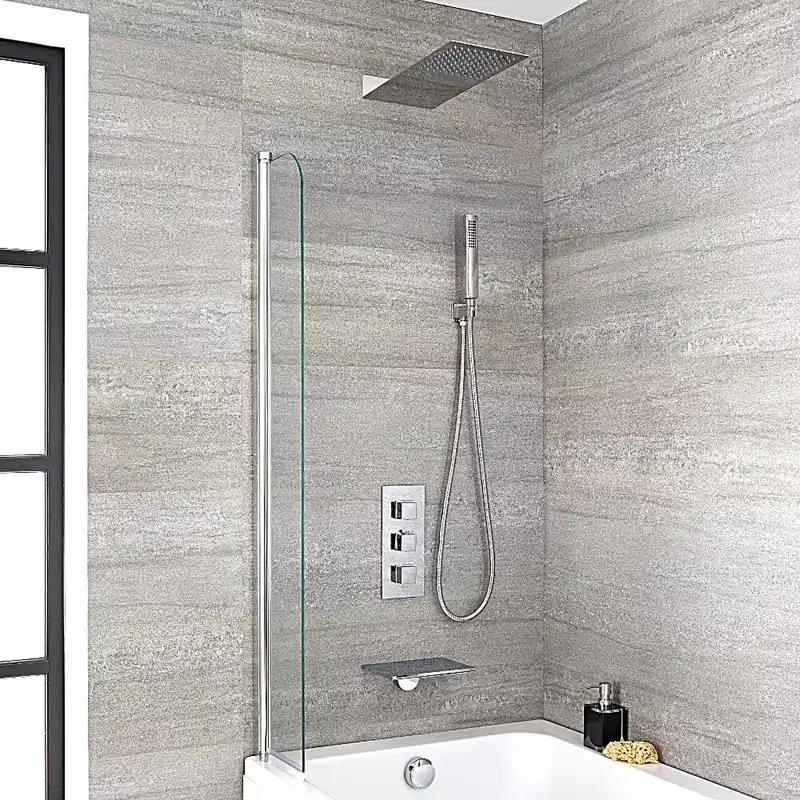 Promo Stagionale Hudson Reed Blade - Cromato Thermostatic Shower with Shower Head, Hand Shower and Bath Filler (3 Outlet)