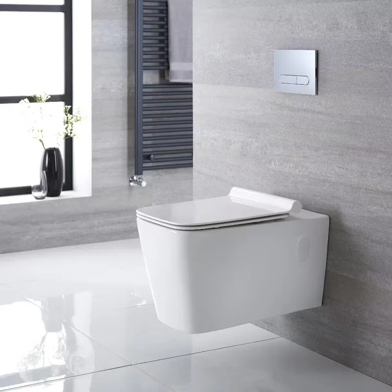 Sanitario Bagno WC Quadrato Sospeso 330x350x570mm con Sedile Copri WC Soft Close - Sandford Bestseller