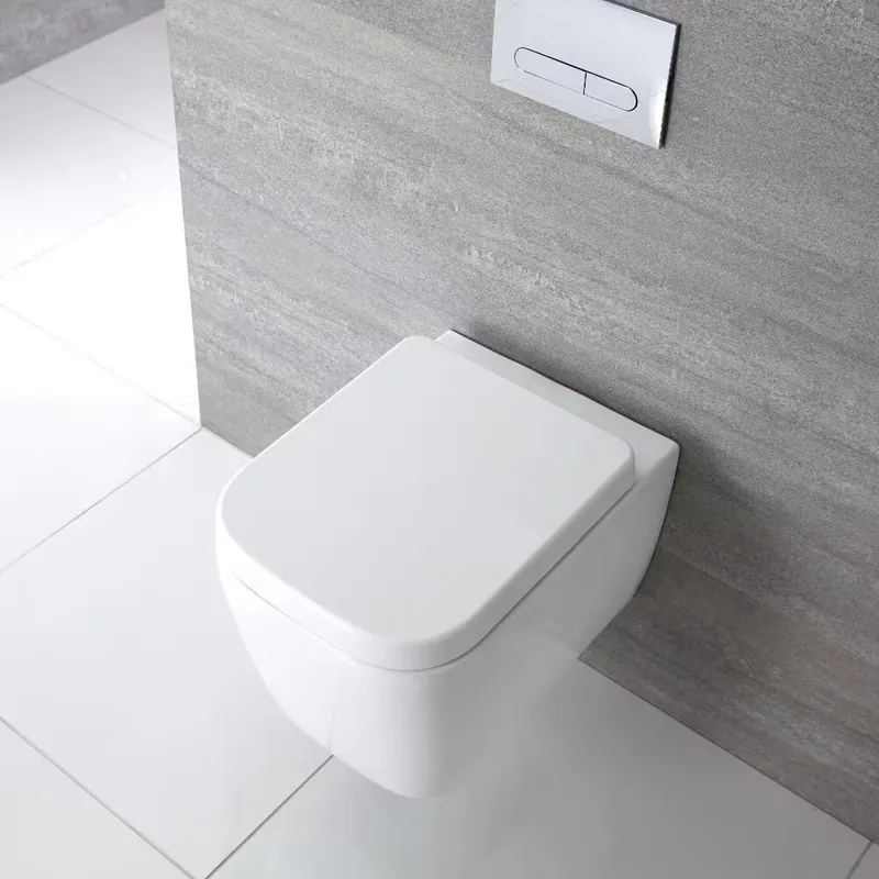 Sanitario Bagno WC Quadrato Sospeso 300x350x510mm con Sedile Copri Wc Soft Close - Milton Saldi