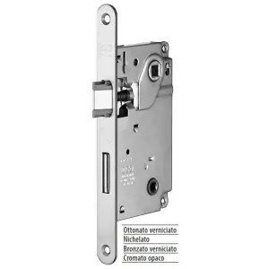Occasione Serratura AGB modello CENTRO con quadro bagno entrata 50mm frontale 22x196mm bordo tondo con catenaccio per porta in acciaio finitura bronzato verniciato