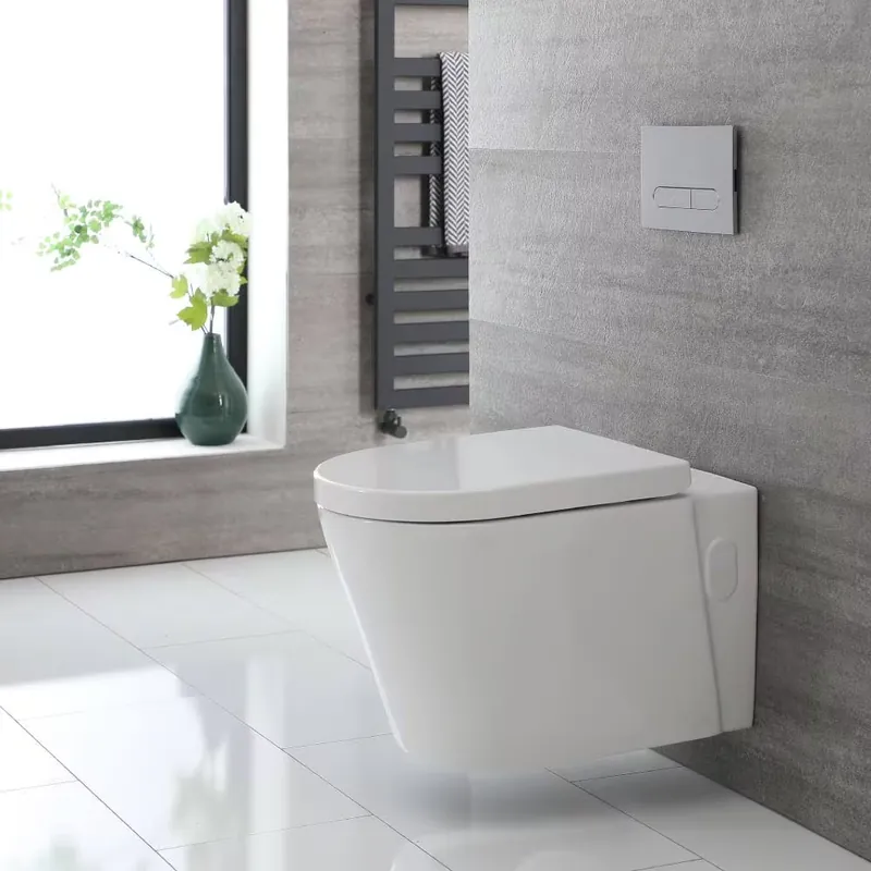 Sanitario Bagno WC Ovale Sospeso 340x350x560mm con Sedile Copri WC Soft Close - Alswear Sconto