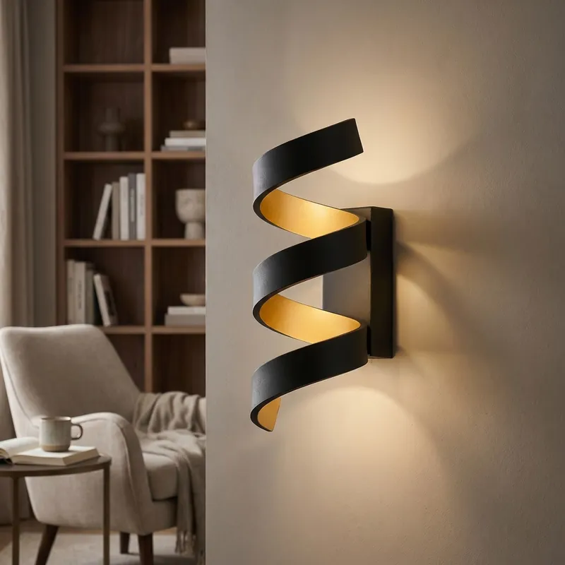 Applique LED a Spirale Moderna 9W Nero o Bianco Per camere e salotti Affare