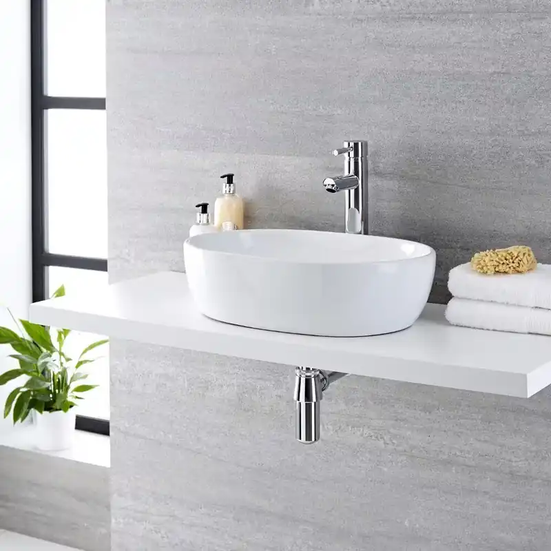 Lavabo Bagno da Appoggio Ovale 480x350mm in Ceramica - Otterton Economico