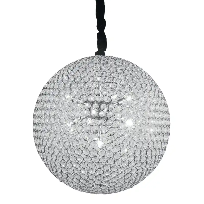 Popolare Lampadario Sospeso Sferico Cristalli K9 Tondi Metallo Cromo Interno G9