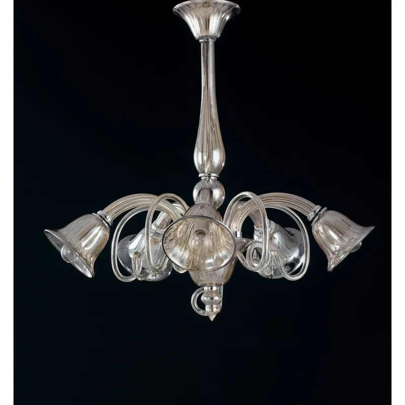 Lampadario Sospeso Bracci Verso il Basso Vetro Champagne Classico E14 Compra Adesso