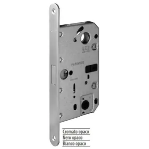 Serratura AGB modello POLARIS WAVE con quadro bagno entrata 50mm frontale 18x196mm bordo tondo per porta battente in acciaio finitura nero Popolare