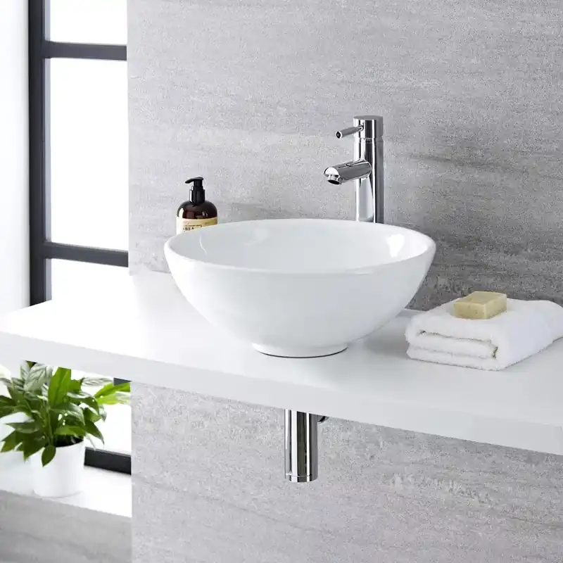 Lavabo Bagno da Appoggio Tondo in Ceramica 400x400mm - Ashbury Compra Online