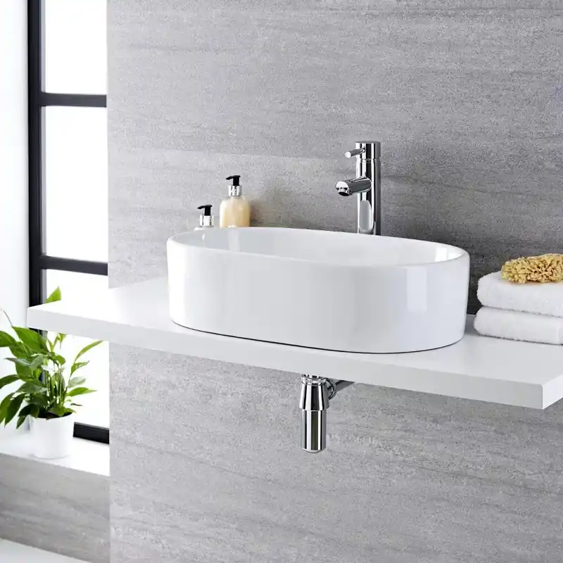 Lavabo Bagno da Appoggio in Ceramica Ovale 575mm x 360mm - Otterton Affare
