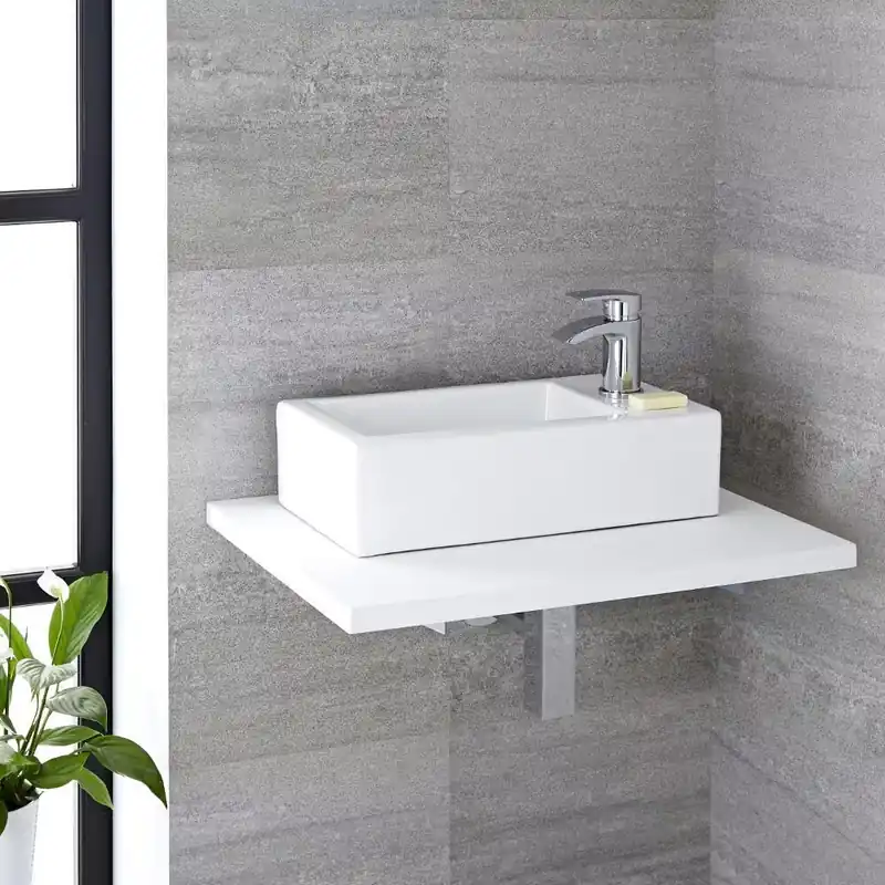 Promozione Lavabo Bagno da Appoggio in Ceramica Rettangolare 450x250mm - Sandford