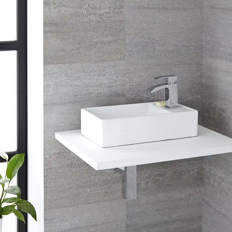 Vendita Finale Lavabo Bagno da Appoggio in Ceramica Rettangolare 400x220mm - Halwell