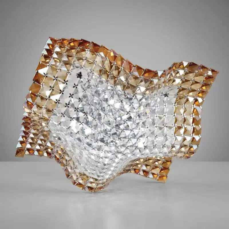 Offerta Lampada da Soffitto a onda per interni adatta a camere e living Cristalli K9 Color ambra Luce 4XG9