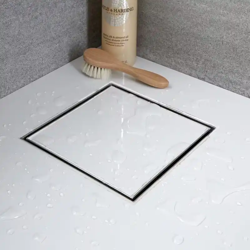 Professionale Kit Completo di Canaletta Doccia Quadrata e Griglia 200mm con Inserto Piastrellabile in Acciaio Inox