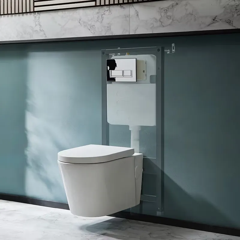 Di Tendenza Sanitario WC Sospeso Senza Brida con Telaio Alto - Scelta della Placca di Comando - Covelly