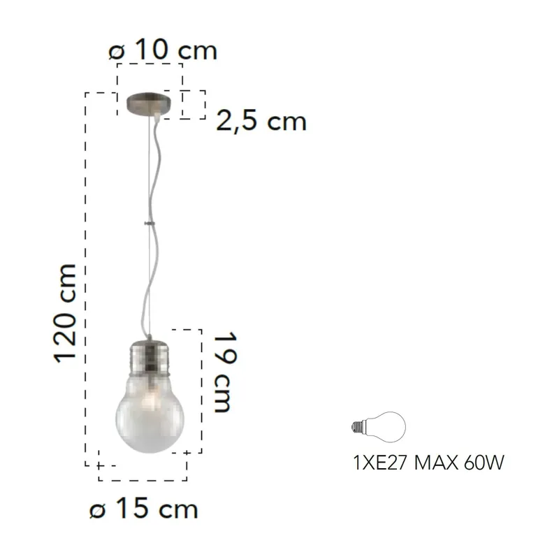 Offerta Speciale Sospensione pendente per interni a forma di lampadina Cromo Ø 15 o 30cm E27