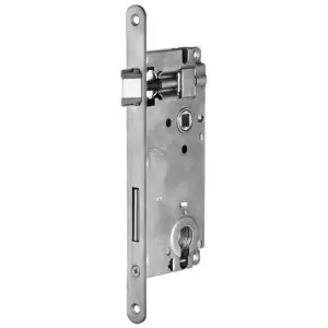 Serratura AGB modello PATENT GRANDE con foro cilindro entrata 50mm frontale 22x238mm bordo tondo per porta in acciaio finitura ottonato verniciato Super Prezzo