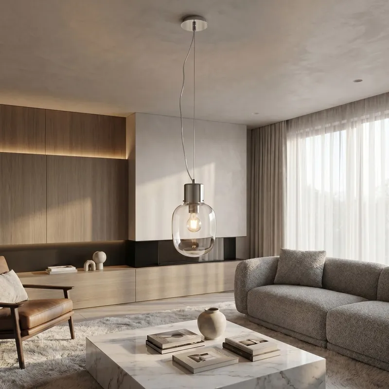 Nuovo Arrivo Lampadario a Sospensione cromo lucido Ø 18 cm Design moderno e minimalista E27