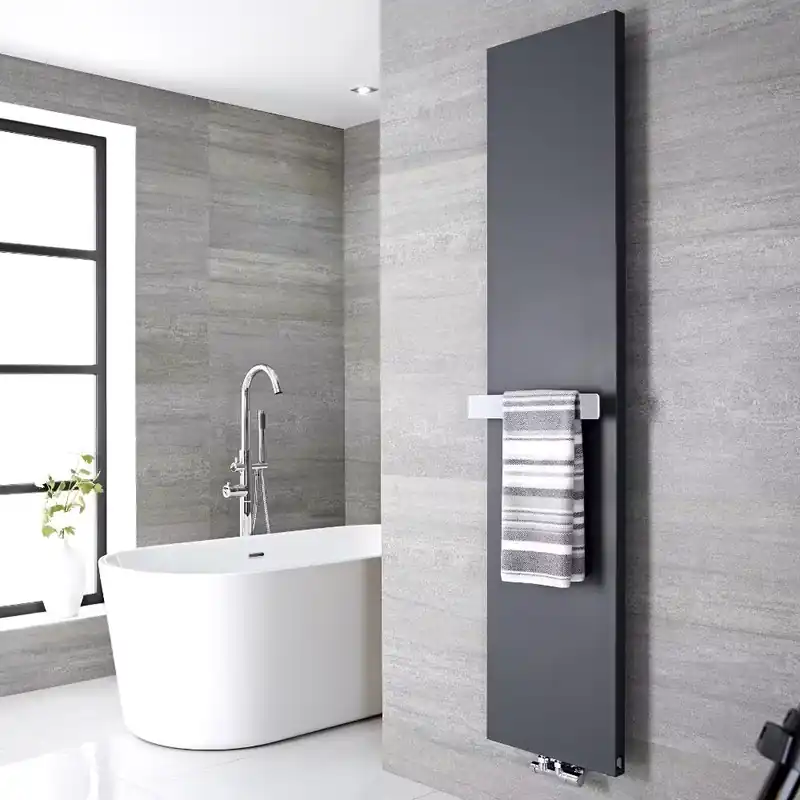 Spedizione Espresso Radiatore di Design Verticale con Porta Asciugamani in Acciaio - Attacco Centrale - Antracite - 1800mm x 500mm - Rubi