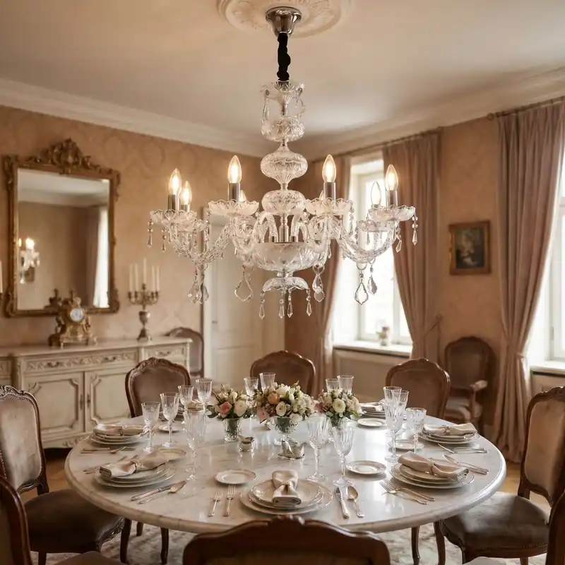 Promo Stagionale Lampadario Stile glamour In cristallo e cromo lucido 8 Luci Per interno adatto a camere e salotti 8XE14