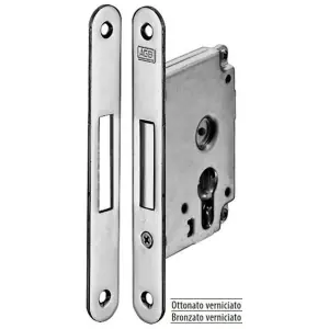 Professionale Serratura AGB modello SICUREZZA con foro cilindro entrata 60mm frontale 22x168mm bordo tondo solo catenaccio per porta in acciaio finitura bronzato verniciato