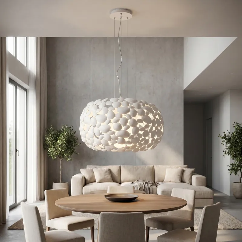 Prezzo Basso Lampadario a Sospensione Disponibile in bianco o cromo Ø48CM 3xE27 Per interni adatto a soggiorno e tavolo da pranzo