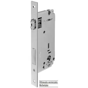 Serratura AGB modello SICUREZZA con foro cilindro entrata 60mm frontale 22x238mm bordo tondo scrocco a rullo per porta in acciaio finitura nichelato Prezzo Basso