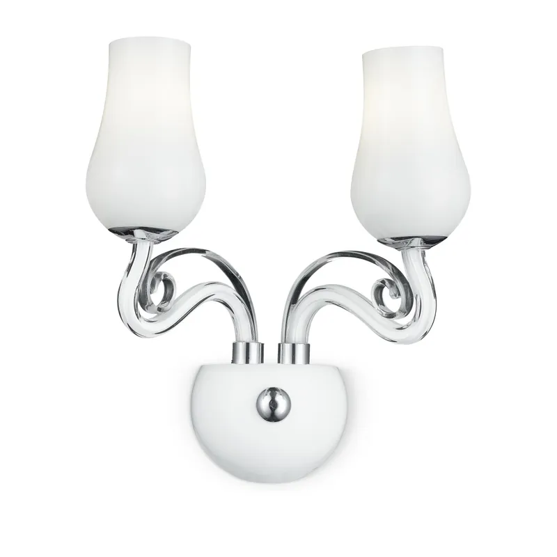 Applique 2XE14 In vetro e cromo Adatta per saloni, corridoi e camera da letto 40W Di Tendenza
