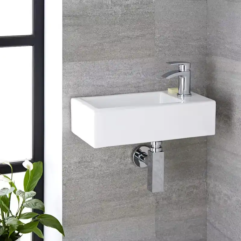 Acquista Ora Lavabo Bagno Sospeso in Ceramica Rettangolare 450x250mm - Sandford