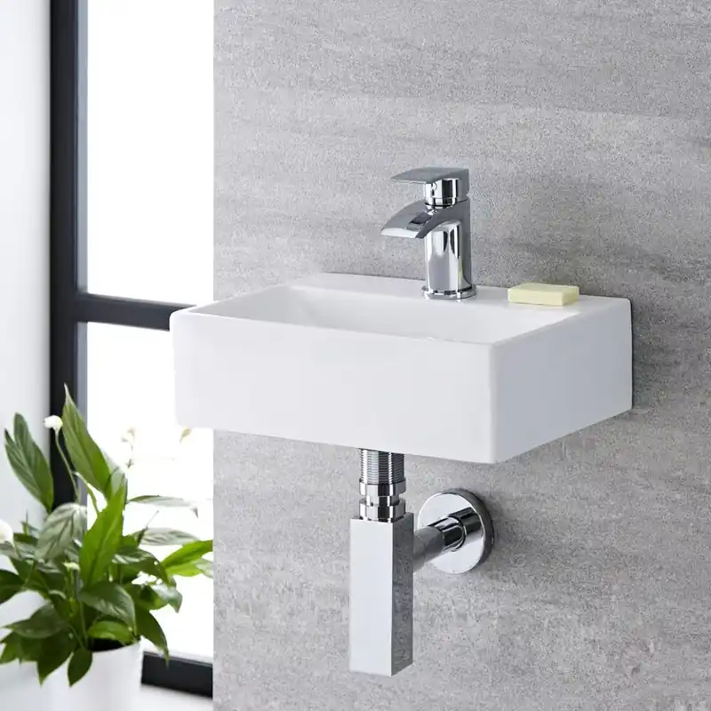 Lavabo Bagno Sospeso in Ceramica Rettangolare 360x250mm - Sandford Spedito Oggi