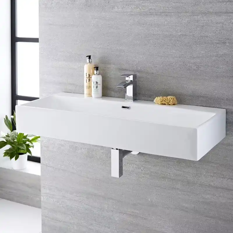 Offerta Limitata Lavabo Bagno Sospeso Rettangolare in Ceramica 1000x420mm - Sandford