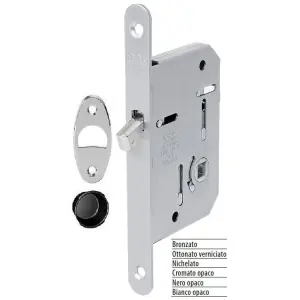 Subito Disponibile Serratura AGB modello SCIVOLA TRE entrata 50mm frontale 16x160mm bordo tondo, con quadro maniglia per porta in acciaio finitura nichelato