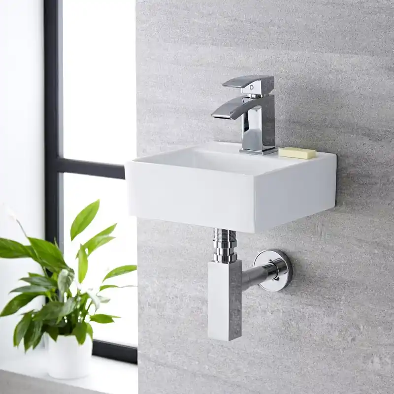 Lavabo Bagno Sospeso Quadrato in Ceramica 280x280mm - Halwell Consegna Rapida
