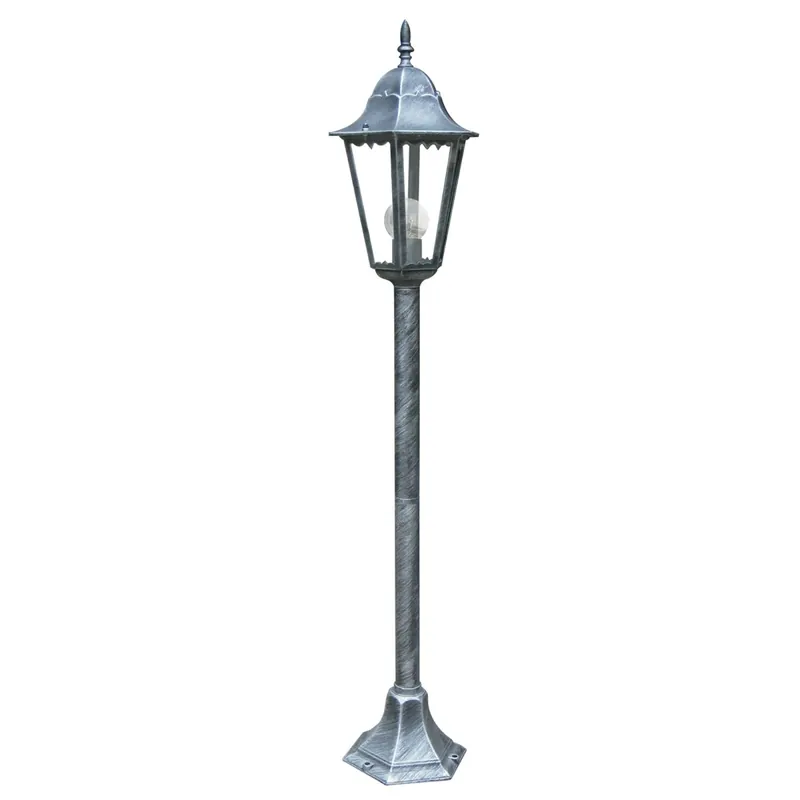 Popolare Paletto luce da esterno 60W E27 nero e argento Koln
